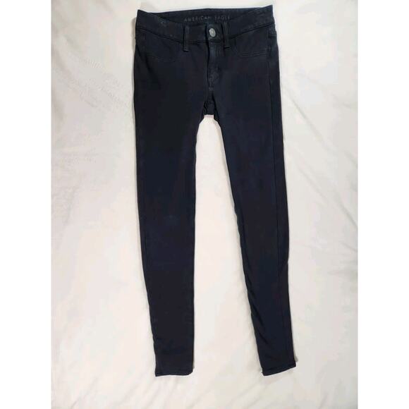 Sz 2 Long American Eagle High Rise Jegging Womens Black Legging Super Stretch - Picture 2 of 10